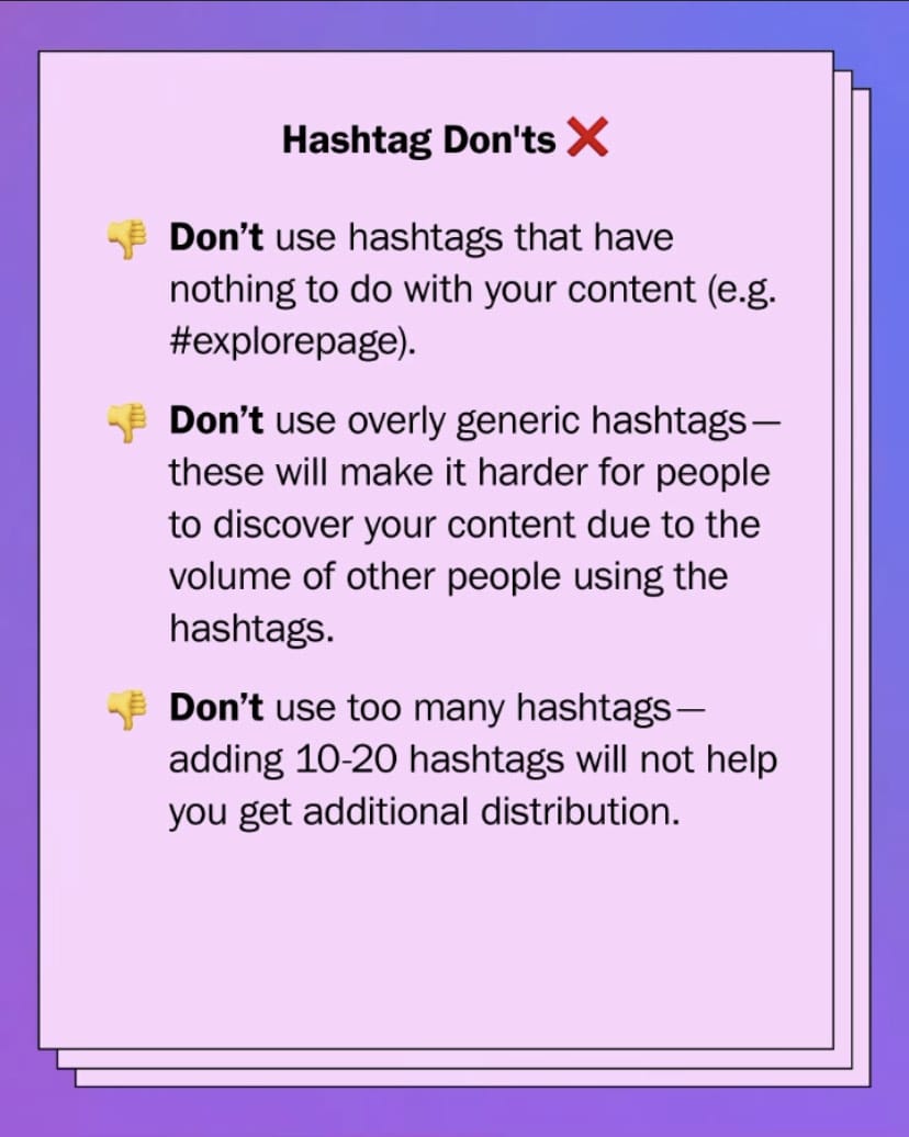 Instagram #hashtags update Don'ts